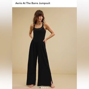 aerie Black Wide-Leg Tank Jumpsuit